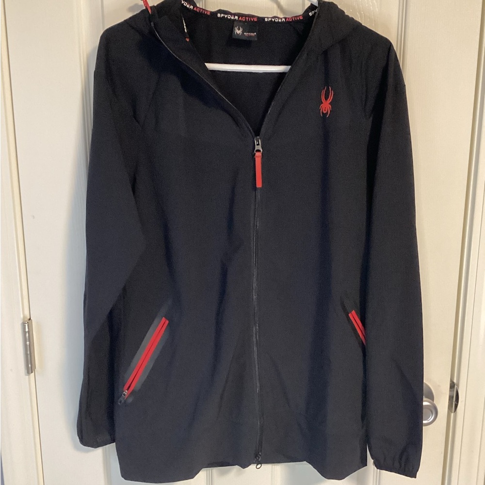 Black and red Spyder windbreaker jacket